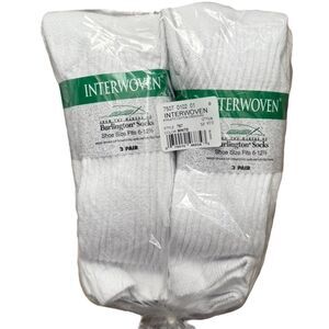 Interwoven Burlington Cotton Athletic Crew Socks White 6 Pack NWT 6-12.5